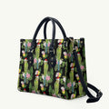 Aussie Santa Budgie Christmas Leather Bag Black Parakeet Tropical Floral