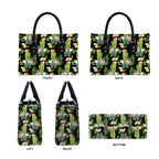 Aussie Santa Budgie Christmas Leather Bag Black Parakeet Tropical Floral