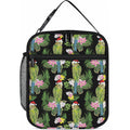 Aussie Santa Budgie Christmas Lunch Bag Black Parakeet Tropical Floral