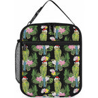 Aussie Santa Budgie Christmas Lunch Bag Black Parakeet Tropical Floral