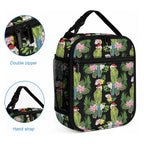 Aussie Santa Budgie Christmas Lunch Bag Black Parakeet Tropical Floral