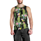 Aussie Santa Budgie Christmas Men Tank Top Black Parakeet Tropical Floral