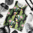 Aussie Santa Budgie Christmas Men Tank Top Black Parakeet Tropical Floral