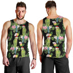 Aussie Santa Budgie Christmas Men Tank Top Black Parakeet Tropical Floral