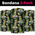 Aussie Santa Budgie Christmas Neck Gaiter Black Parakeet Tropical Floral
