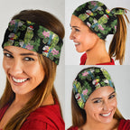 Aussie Santa Budgie Christmas Neck Gaiter Black Parakeet Tropical Floral