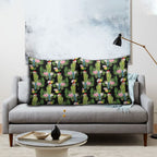 Aussie Santa Budgie Christmas Pillow Cover Black Parakeet Tropical Floral