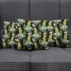 Aussie Santa Budgie Christmas Pillow Cover Black Parakeet Tropical Floral