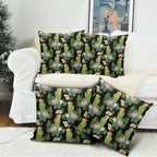 Aussie Santa Budgie Christmas Pillow Cover Black Parakeet Tropical Floral