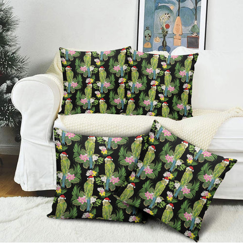 Aussie Santa Budgie Christmas Pillow Cover Black Parakeet Tropical Floral