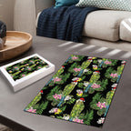 Aussie Santa Budgie Christmas Puzzle Black Parakeet Tropical Floral