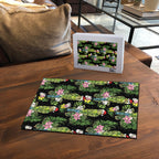 Aussie Santa Budgie Christmas Puzzle Black Parakeet Tropical Floral