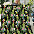 Aussie Santa Budgie Christmas Quilt Black Parakeet Tropical Floral