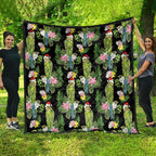 Aussie Santa Budgie Christmas Quilt Black Parakeet Tropical Floral