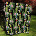 Aussie Santa Budgie Christmas Quilt Black Parakeet Tropical Floral