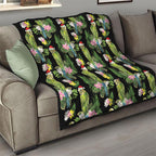 Aussie Santa Budgie Christmas Quilt Black Parakeet Tropical Floral