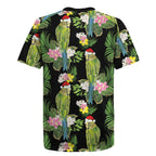 Aussie Santa Budgie Christmas Rugby Jersey Black Parakeet Tropical Floral