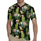 Aussie Santa Budgie Christmas Rugby Jersey Black Parakeet Tropical Floral