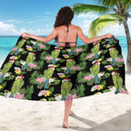 Aussie Santa Budgie Christmas Sarong Black Parakeet Tropical Floral
