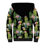 Aussie Santa Budgie Christmas Sherpa Hoodie Black Parakeet Tropical Floral