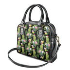 Aussie Santa Budgie Christmas Shoulder Handbag Black Parakeet Tropical Floral