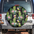 Aussie Santa Budgie Christmas Spare Tire Cover Black Parakeet Tropical Floral