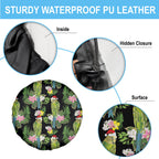 Aussie Santa Budgie Christmas Spare Tire Cover Black Parakeet Tropical Floral