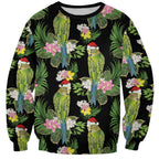 Aussie Santa Budgie Christmas Sweatshirt Black Parakeet Tropical Floral