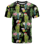 Aussie Santa Budgie Christmas T Shirt Black Parakeet Tropical Floral