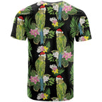 Aussie Santa Budgie Christmas T Shirt Black Parakeet Tropical Floral