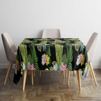 Aussie Santa Budgie Christmas Tablecloth Black Parakeet Tropical Floral