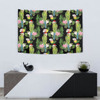 Aussie Santa Budgie Christmas Tapestry Black Parakeet Tropical Floral
