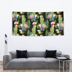 Aussie Santa Budgie Christmas Tapestry Black Parakeet Tropical Floral