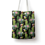 Aussie Santa Budgie Christmas Tote Bag Black Parakeet Tropical Floral