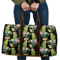 Aussie Santa Budgie Christmas Travel Bag Black Parakeet Tropical Floral