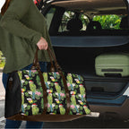Aussie Santa Budgie Christmas Travel Bag Black Parakeet Tropical Floral