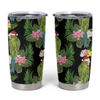 Aussie Santa Budgie Christmas Tumbler Cup Black Parakeet Tropical Floral