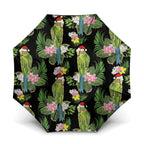 Aussie Santa Budgie Christmas Umbrella Black Parakeet Tropical Floral