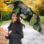 Aussie Santa Budgie Christmas Umbrella Black Parakeet Tropical Floral