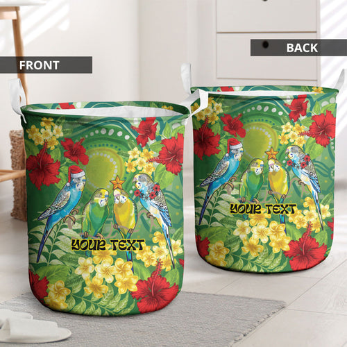 Australia Budgerigars Parakeets Personalised Laundry Basket Cute Budgies Santa Tropical Flowers