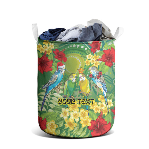 Australia Budgerigars Parakeets Personalised Laundry Basket Cute Budgies Santa Tropical Flowers