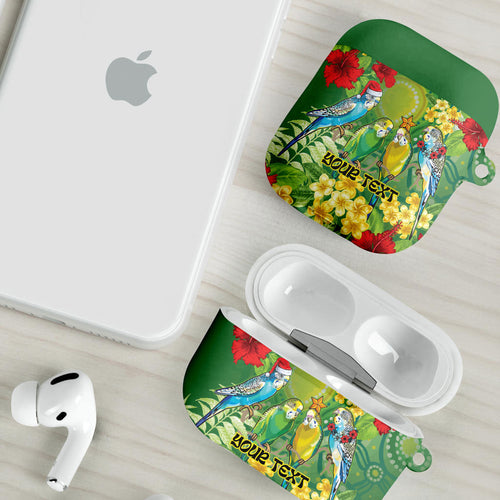 Australia Budgerigars Parakeets Personalised AirPods Case Cute Budgies Santa Tropical Flowers