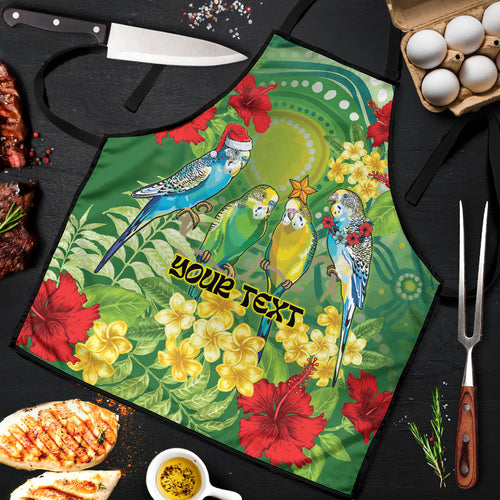 Australia Budgerigars Parakeets Personalised Apron Cute Budgies Santa Tropical Flowers