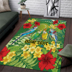 Australia Budgerigars Parakeets Personalised Area Rug Cute Budgies Santa Tropical Flowers