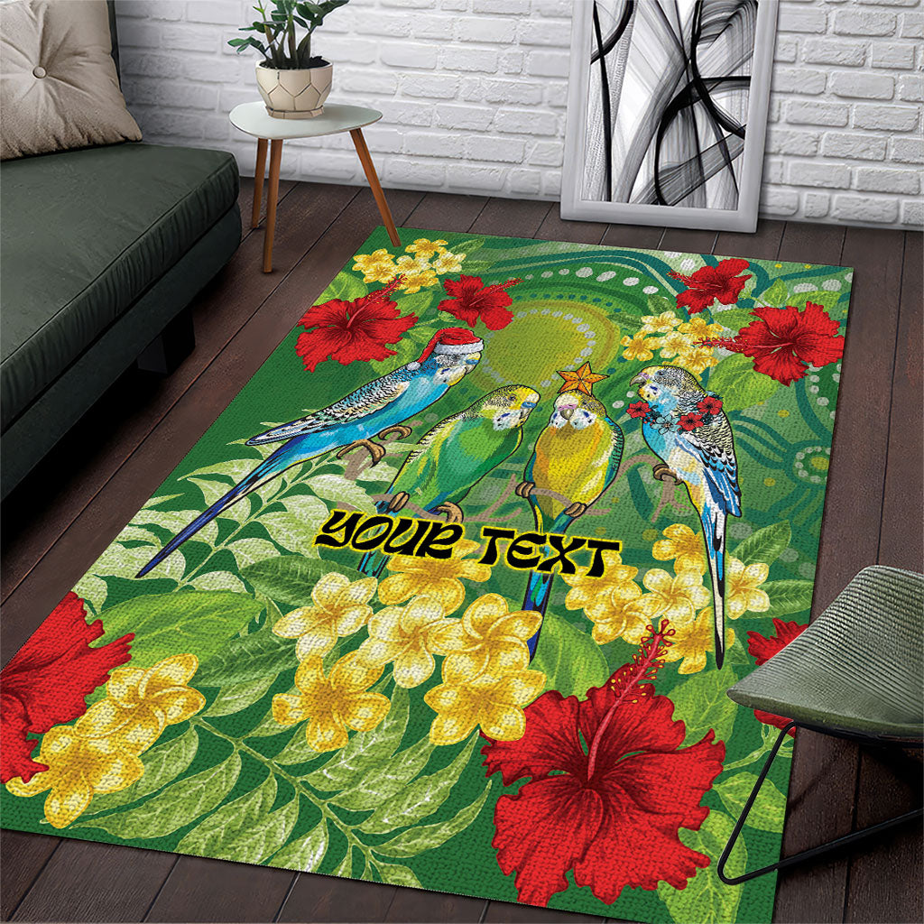 Australia Budgerigars Parakeets Personalised Area Rug Cute Budgies Santa Tropical Flowers