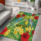 Australia Budgerigars Parakeets Personalised Area Rug Cute Budgies Santa Tropical Flowers