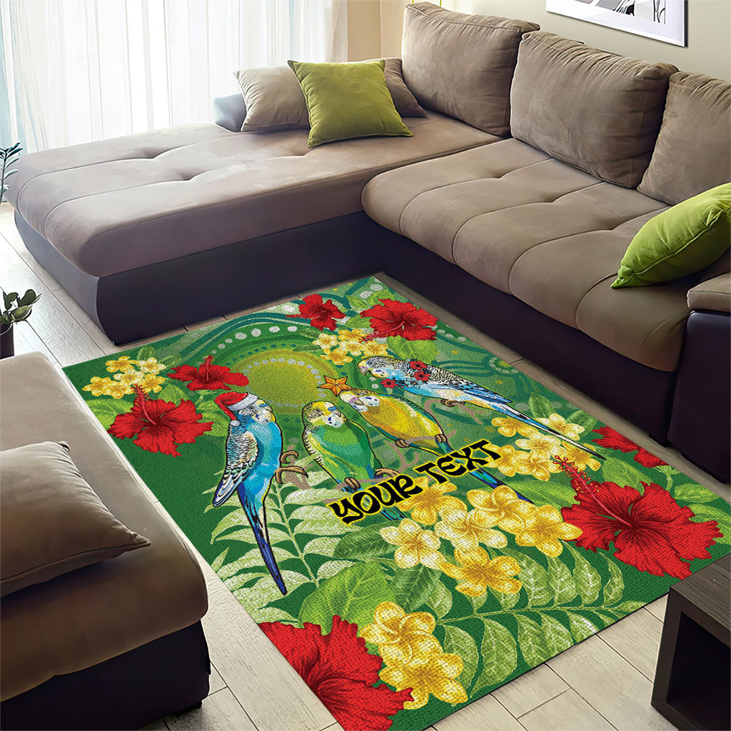Australia Budgerigars Parakeets Personalised Area Rug Cute Budgies Santa Tropical Flowers