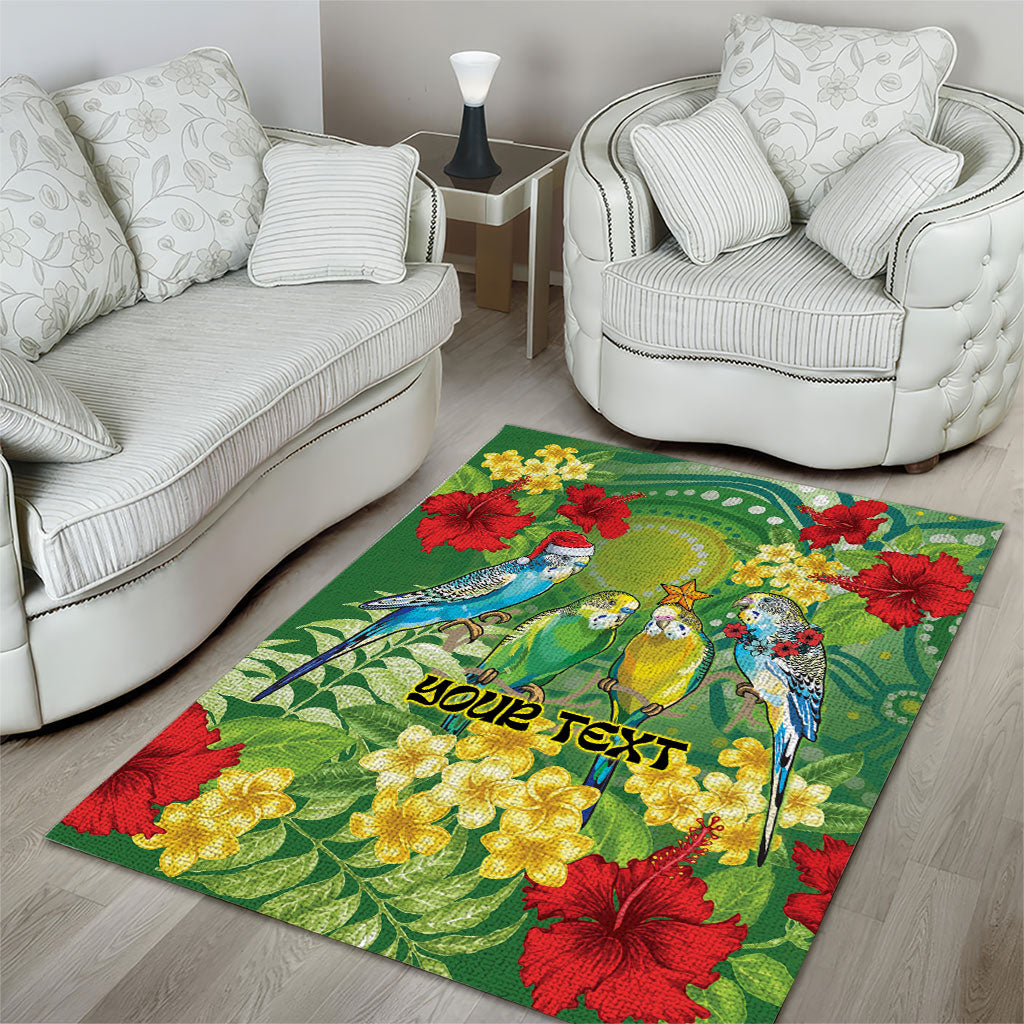 Australia Budgerigars Parakeets Personalised Area Rug Cute Budgies Santa Tropical Flowers