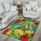 Australia Budgerigars Parakeets Personalised Area Rug Cute Budgies Santa Tropical Flowers