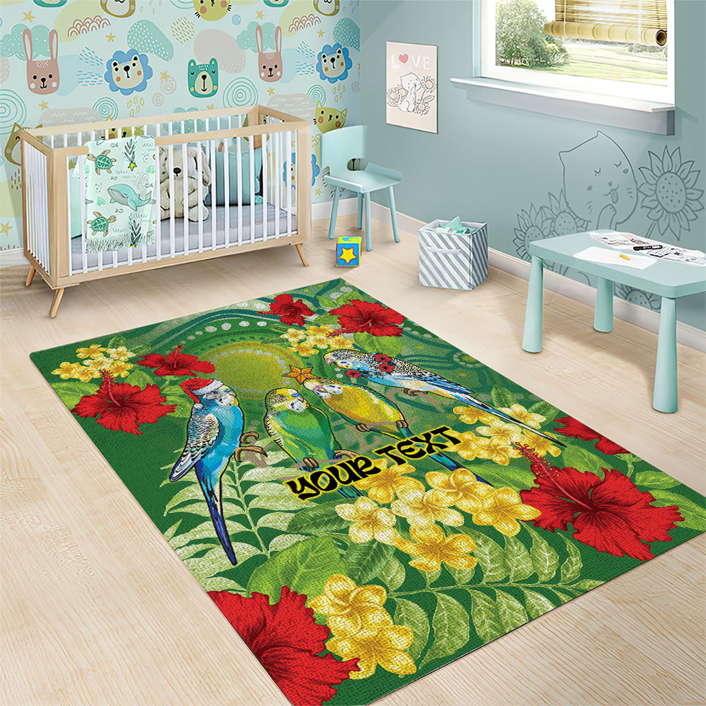Australia Budgerigars Parakeets Personalised Area Rug Cute Budgies Santa Tropical Flowers